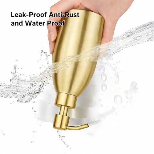 304 Stainless Steel Soap Dispenser - 16oz Leak-Proof Pump for Kitchen & Bathroom (Matte Gold)