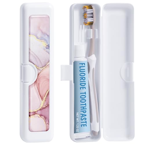 Colorful Toothbrush Travel Case with Tongue Scraper Holder