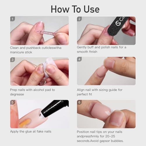 CurvLife Pink Glitter Short Square Press-On Nails | 32PCS