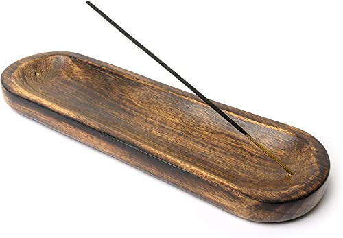 Handmade Wooden Incense Stick Holder & Ash Catcher - 11x4x1.2 Inches