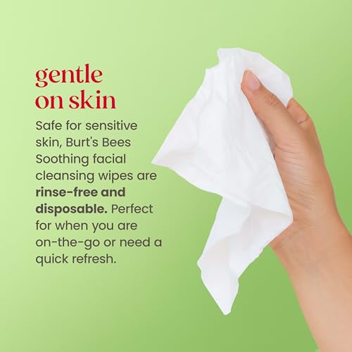 Burt's Bees Soothing Facial Towelettes, Fragrance Free Makeup Remover Wipes