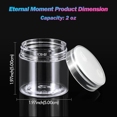 Eternal Moment 36 Pack 2 oz Clear Plastic Cosmetic Jars with Airtight Lids
