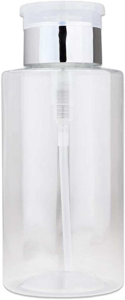 Clear Push Down Pump Dispenser - 3oz Refillable Empty Bottle | Lockable Travel Cosmetic Packaging for Nail Polish