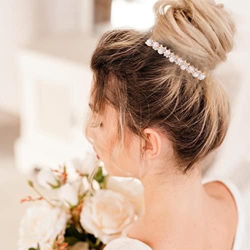 Mozeat Lens Pearl White Hair Comb Set for Bridal & Wedding Accessories - 2 Pieces