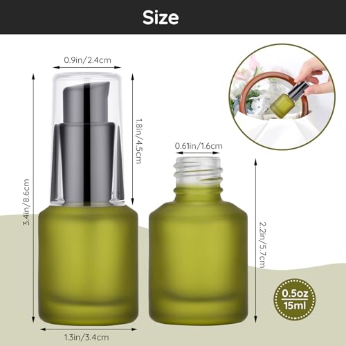 Segbeauty 0.5oz Frosted Glass Pump Bottle Dispenser - 3pcs Travel Size Containers for Lotions & Oils