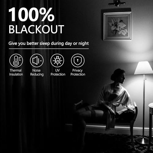 100% Blackout Grommet Curtains - 2 Panel Set, 52" x 63"