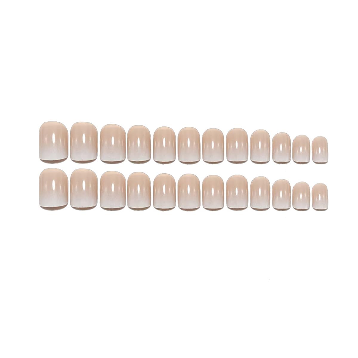 24Pcs Short Square Press on Nails Nude Ombre Fake Nails with Designs French Press ons Natural Glossy False Nails Reusable Full Cover Acrylic Stick on Nails for Women Manicure Tips Kit