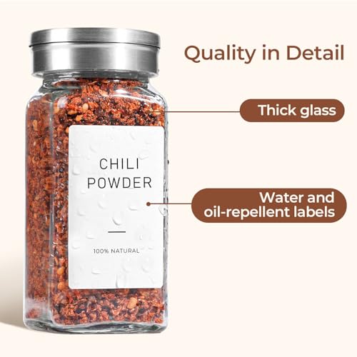 ComSaf 6-Pack Glass Spice Jars with Twist-Select Shaker Lids 4 oz