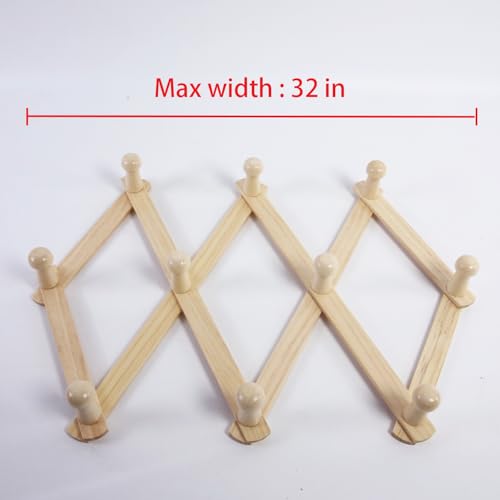 AMAPON Expandable Accordion Wall Hanger with 10 Pegs for Coats, Hats, and More