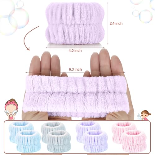 8pcs Microfiber Wrist Bands for Face Washing - Absorbent Arm Towels