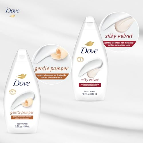 Dove Body Wash Variety Pack 2x25.35 Fl Oz – Silky Velvet & Gentle Pamper, Plant-Based Moisture, Vegan & Sulfate-Free