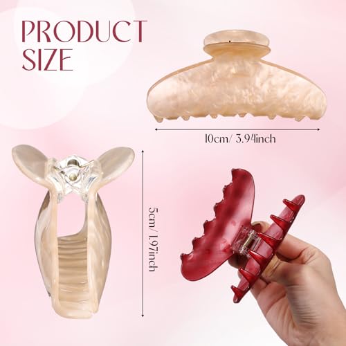 8 Pcs Large Acrylic Hair Claw Clips, 3.94 Inch Non-Slip Jaw Clamps