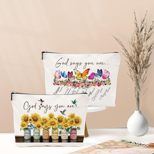 Baobeily God Says You Are Christian Gift Cosmetic Bag CVB-24516 Inspirational Bible Verse Women Travel Pouch
