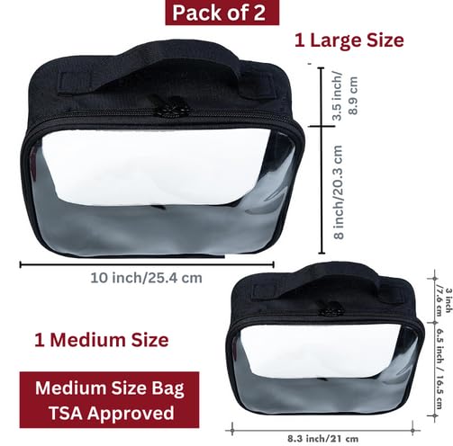 Bolsafy Clear Makeup Bags Set - TSA Approved, 1 Large & 1 Medium