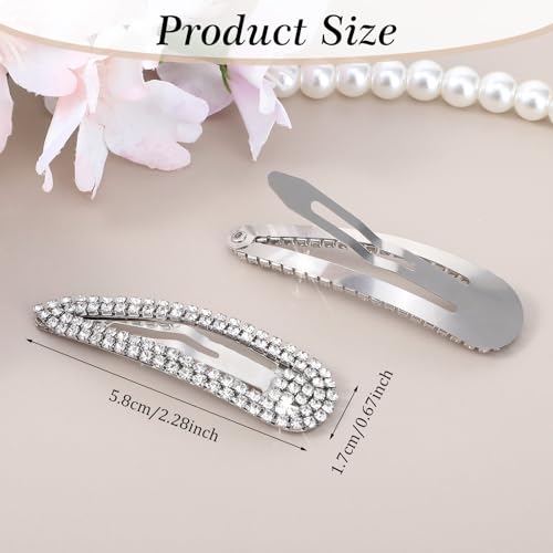 Mabor Silver Rhinestone Hair Clips - 4 Pack Elegant Barrettes