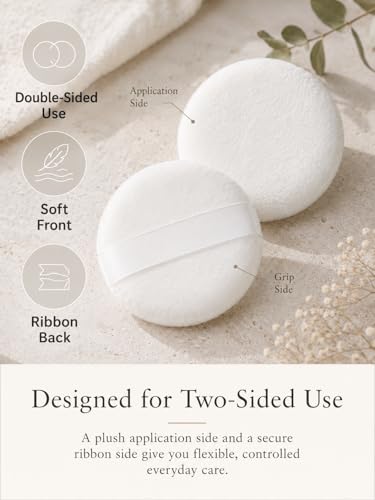 Japuff Powder Puff 2 Pack with Travel Case - Soft Velvety Body Powder Applicators
