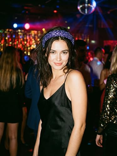 Beaded Rhinestone Padded Headband for Women - Sparkle Crystal Hair Accessory