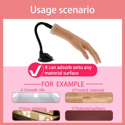Pink Practice Hand for Acrylic Nails with Adjustable Holder
