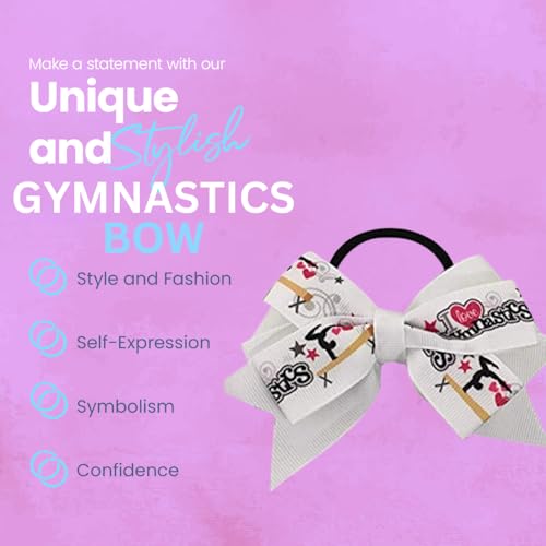 Sportybella Gymnastics Hair Bow for Girls – 4.5 Inch Colorful Ponytail Holder & Elastics, Perfect Gift for Gymnasts & Teams
