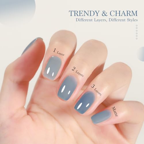 GAOY 16ml Jelly Nude Blue Gel Nail Polish - Sheer Translucent UV Cure