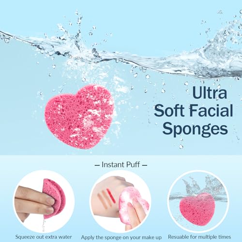 50-Count Natural Cellulose Facial Sponges for Cleansing & Exfoliating