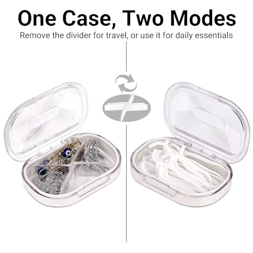 Adorila Travel Cotton Swab Case 2-Pack Grey White Slim Portable Organizer