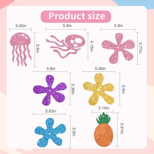 BEISHIDA 15Pcs Ocean Theme Hanging Decorations - Pre-Strung Jellyfish & Coral Flowers for Parties