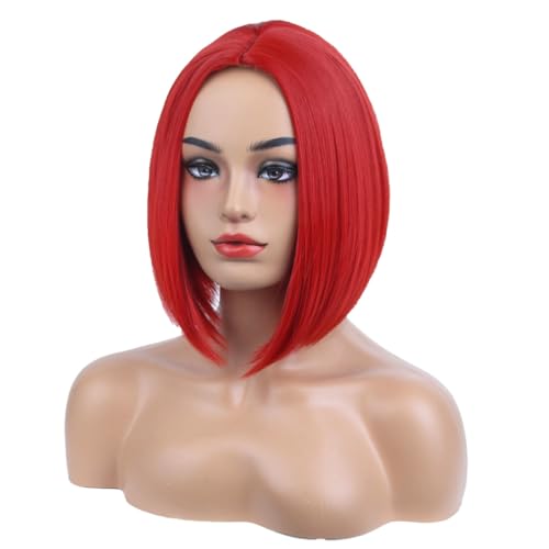 Ufindcos Red Short Straight Bob Wig - Heat Resistant Synthetic Hair