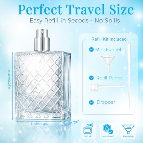 Coespewix Silver 100ML Refillable Perfume Atomizer Bottle for Travel & Gift