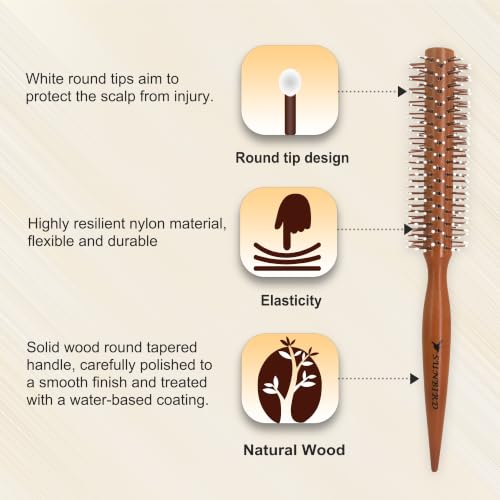 Small Round Hair Brush for Short Hair Styling, Men & Women - SUNBIRD