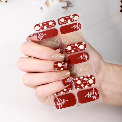 Sevgob Color A6 Christmas Nail Wraps 6 Sheets Glow in Darkness Self-Adhesive