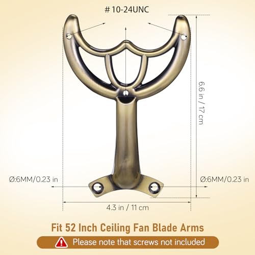 DOITOOL Antique Brass Ceiling Fan Blade Arm Replacement for 52 Inch Fans