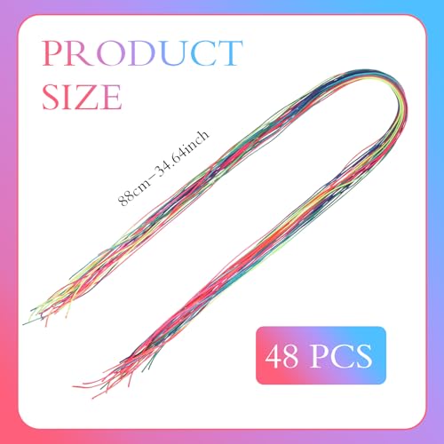 48 Pcs Colorful Hair Strings for Braids - Rainbow Hair Wraps