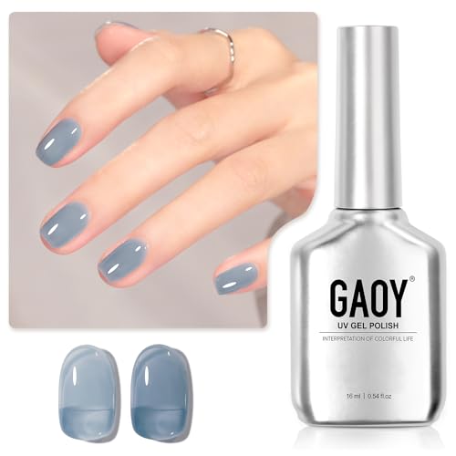 GAOY 16ml Jelly Nude Blue Gel Nail Polish - Sheer Translucent UV Cure