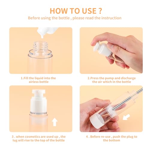 1oz Airless Pump Bottles - Travel Lotion Dispenser, 18 Pack