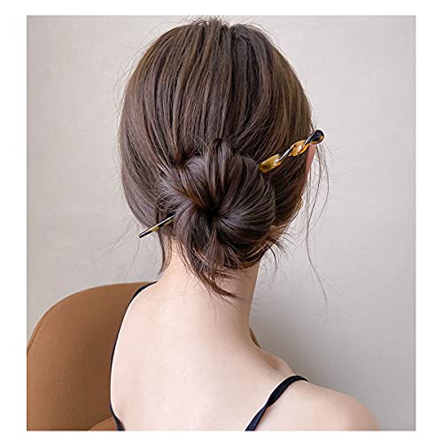 6 Pack Acetate Hair Sticks - Leopard & Tortoise Shell Hairpins