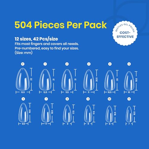Beetles Soft Gel Nail Tips - 504 Pcs Short Almond Full Cover