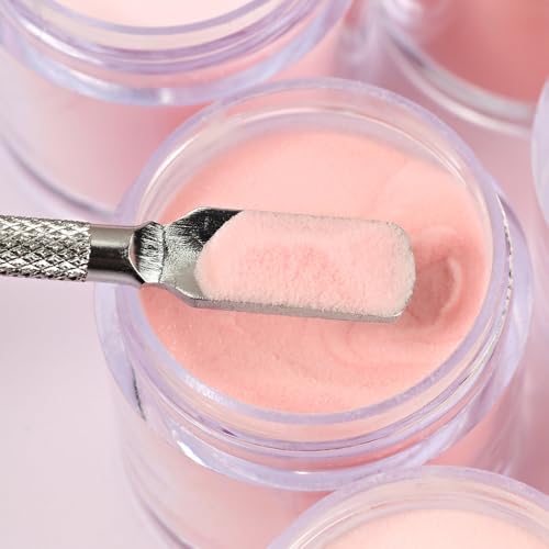 6-Color Acrylic Nail Powder Kit with Glitter - Nude Pink, White, Crystal & More for Nail Art