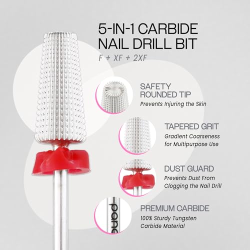 PANA 5 in 1 Nail Drill Bit - Fine Grit, 3/32" Shank, Dual Rotation