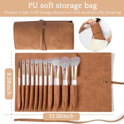 15-Piece Professional Makeup Brush Set with Travel Bag