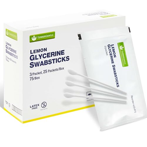 Lemon Glycerin Mouth Swabs for Seniors - 75 Disposable Oral Swabs