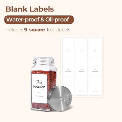 ComSaf 6-Pack Glass Spice Jars with Twist-Select Shaker Lids 4 oz