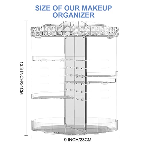 Clear 360° Rotating Makeup Organizer with Large Capacity & Adjustable Layers - MISERWE A
