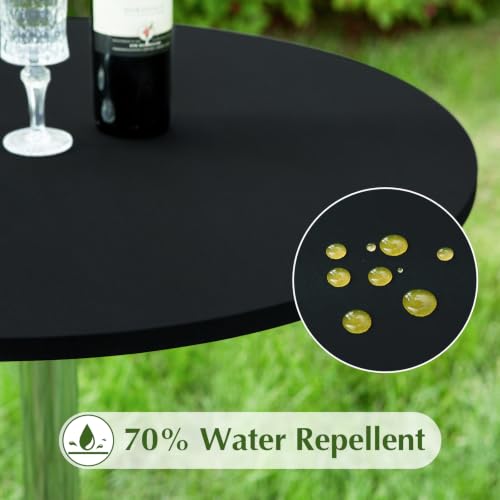 30 Inch Black Fitted Tablecloth - 2 Pack Stretch Spandex Covers