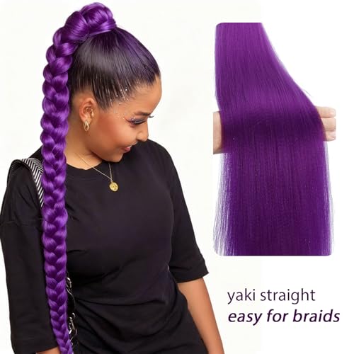 Dark Purple Braiding Hair Extensions 28 Inch - 2 Packs for Festivals & Parties