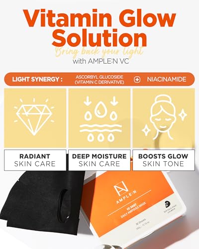 AMPLE:N VC Shot Daily Vitamin C Sheet Mask Tub - 30 Count Brightening