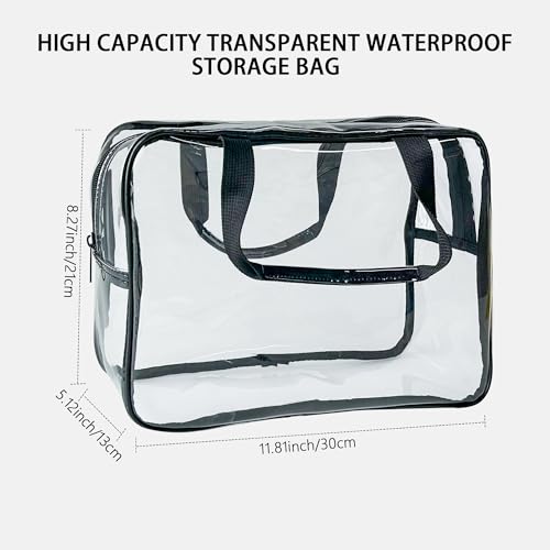 Transparent PVC Travel Makeup Pouch with Handle - Large Cosmetic Organizer