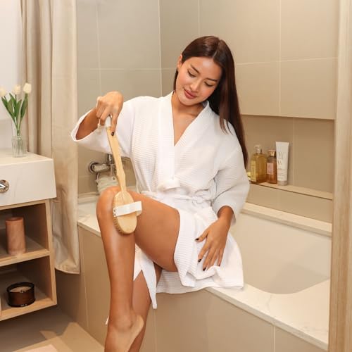 Lymphatic Drainage Dry Brush Set - Body & Face Brushes with Natural Bristles