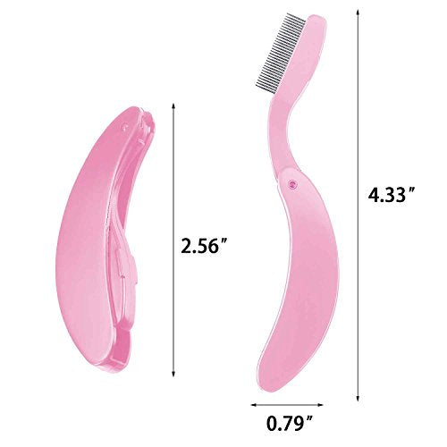 4-Pack Folding Eyelash Comb Set - Stainless Steel Metal Teeth