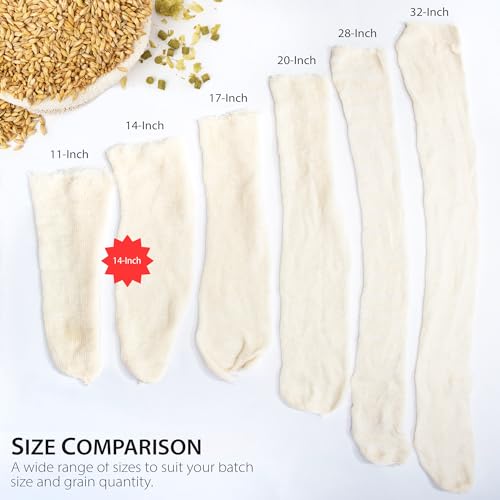 14" Beer Brewing Bags - 10 Pack Cotton Mesh for Homebrewing